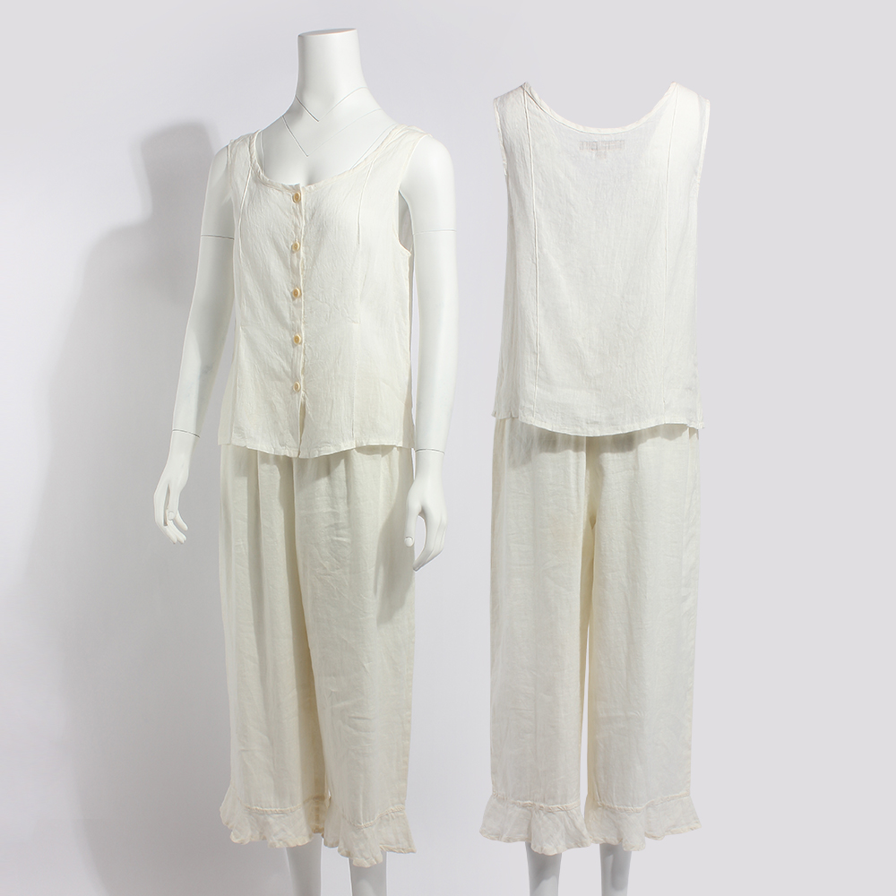 Factory Custom OEM 100% Linen Women Pajama Set