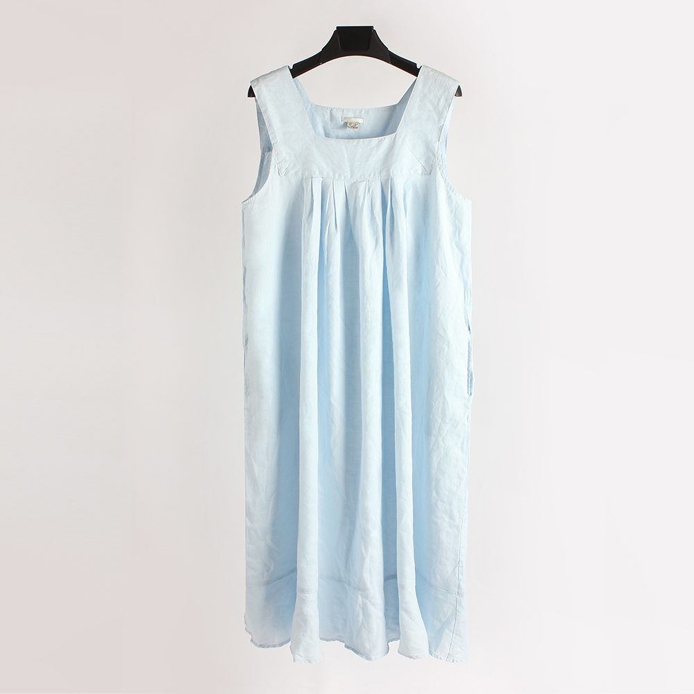 Factory Custom OEM 100% Linen Women Pajama Nighty Dress