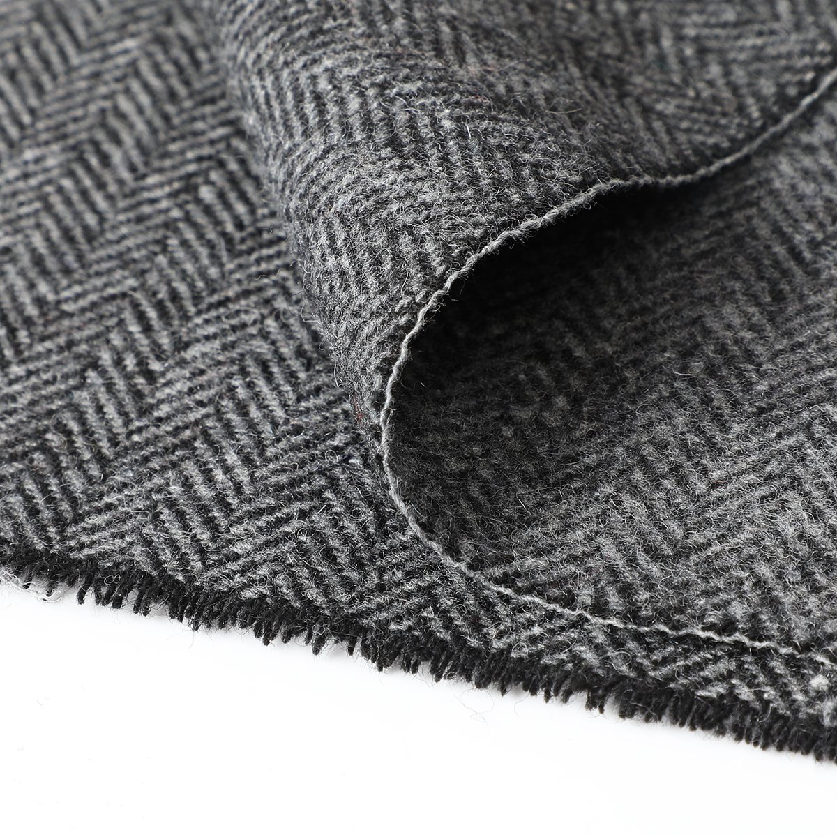 Wholesale Wool Mix Grey Herringbone Fabric