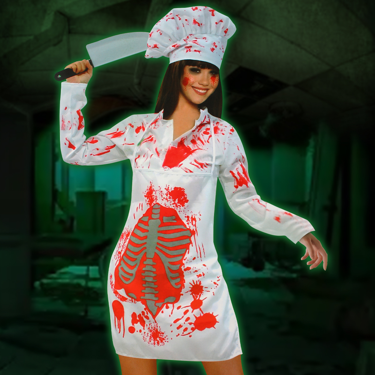Horror Zombie Girls Dress Halloween Women Chef Costume