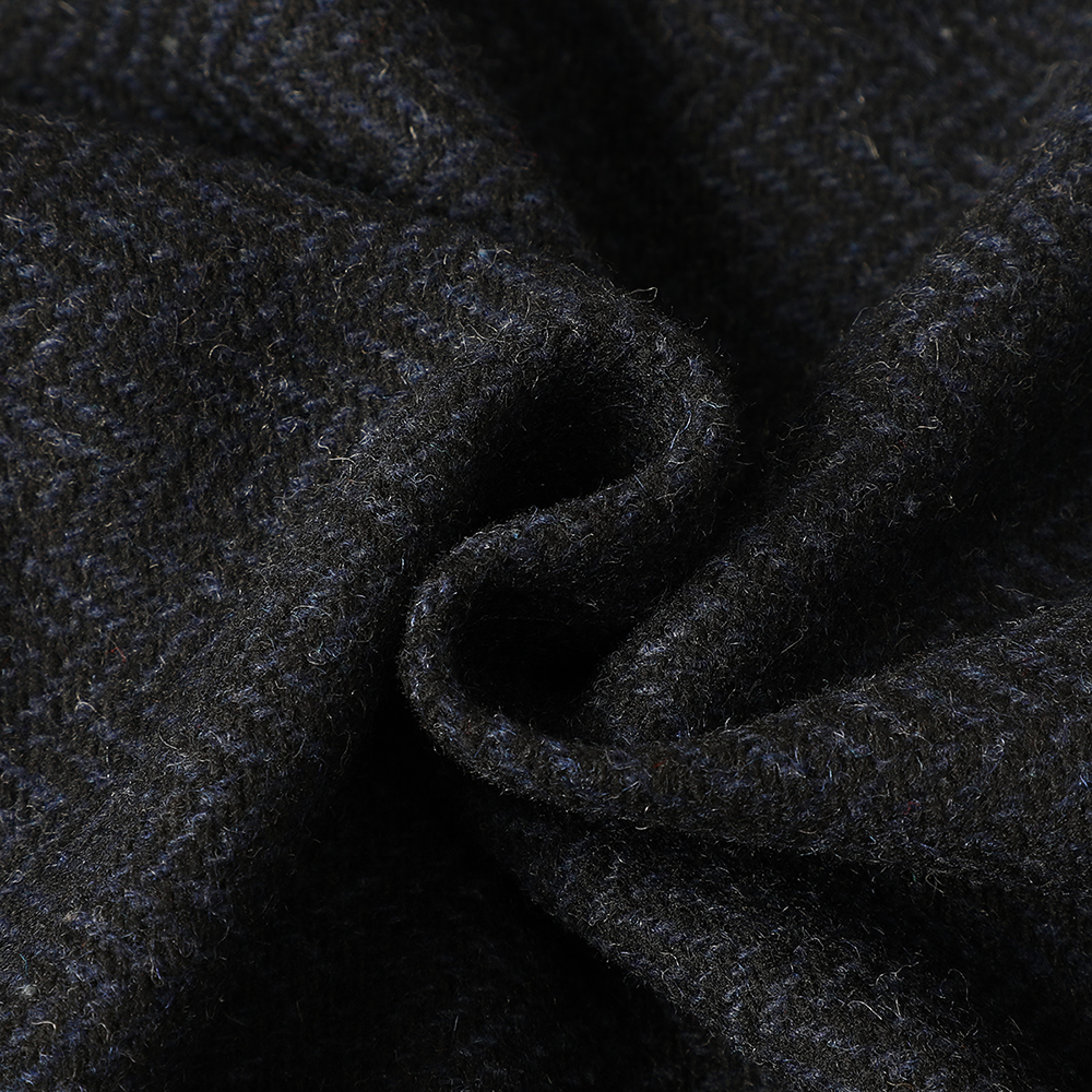 Wholesale Wool Mix Navy Herringbone Fabric