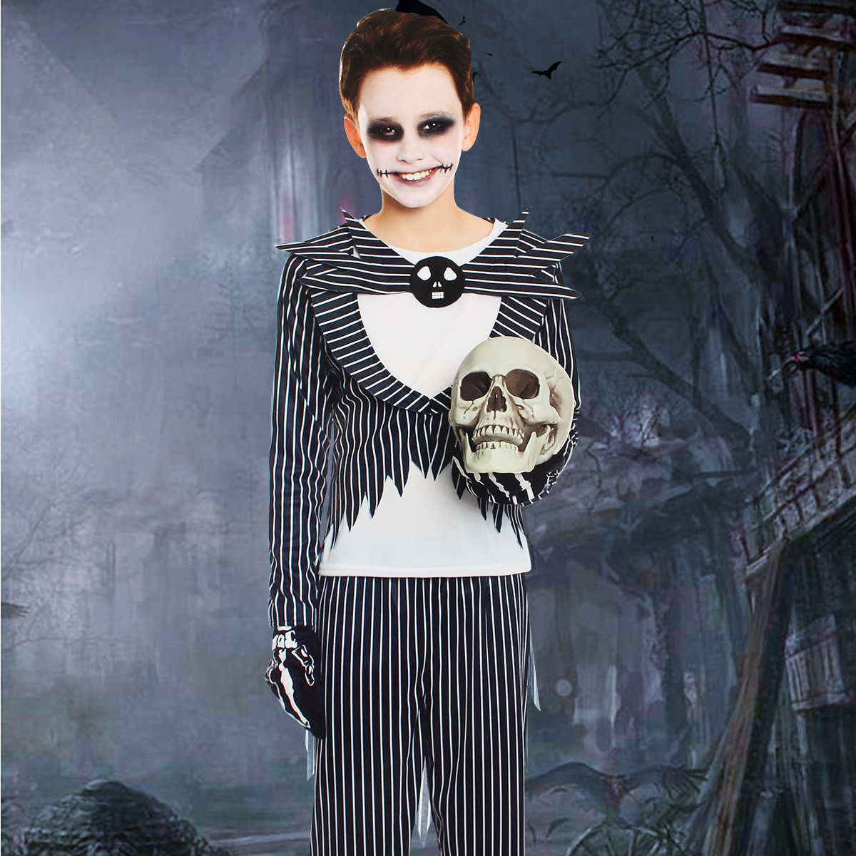 Boys Cosplay TV & Movie Suits Halloween Fright Night Skeleton Jack Costume