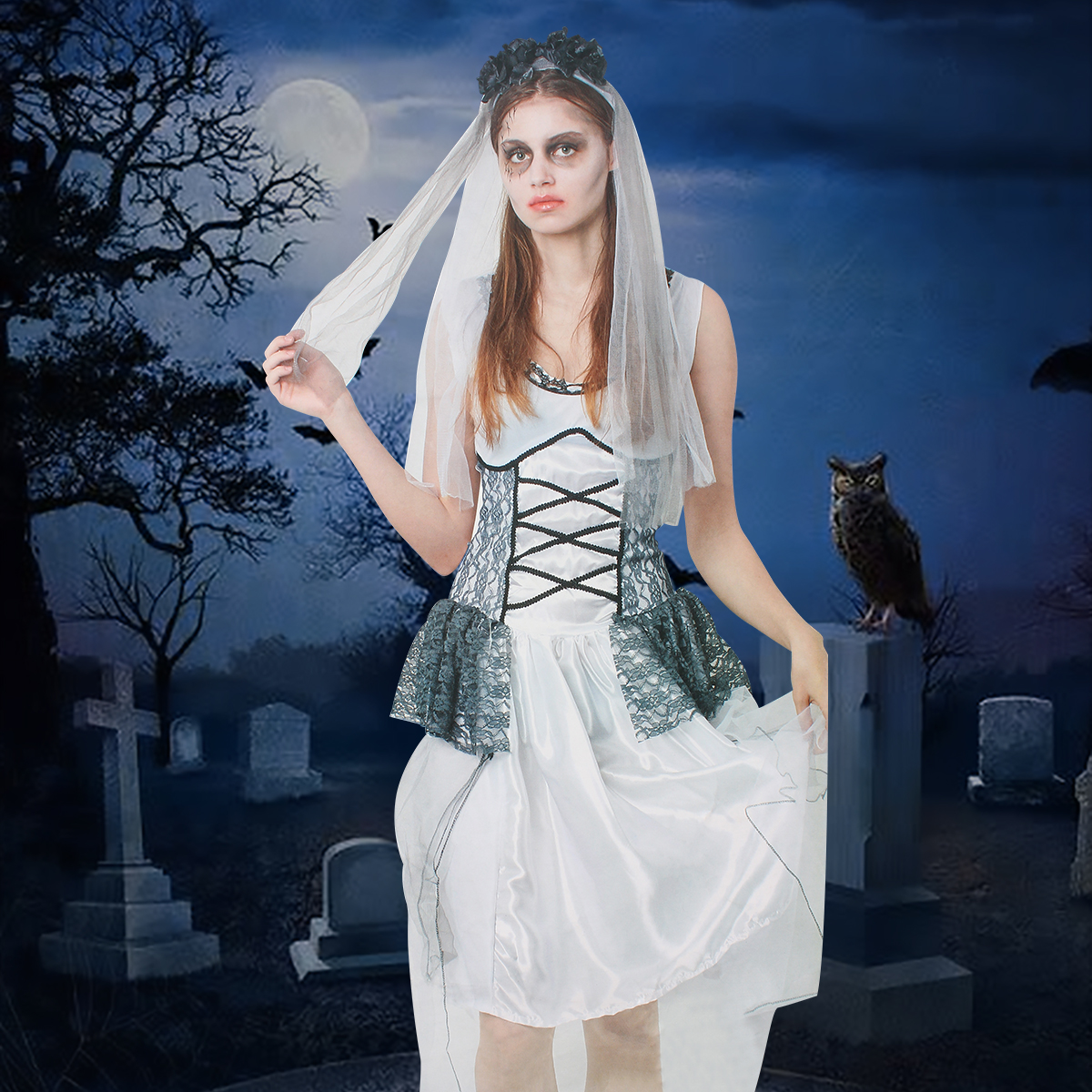 Dress Up Scary Girls Dresses Halloween Ghost Bride Costume
