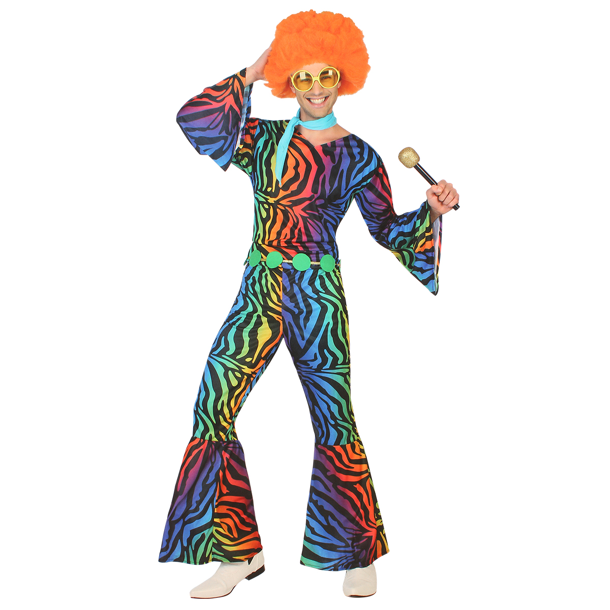 Men 70's Retro Disco Jumpsuit Carnival Hip Hop Costume