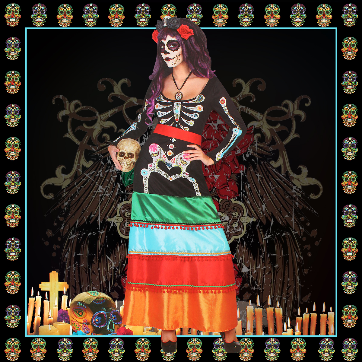 Custom Halloween Zombie Skeleton Dress Costume