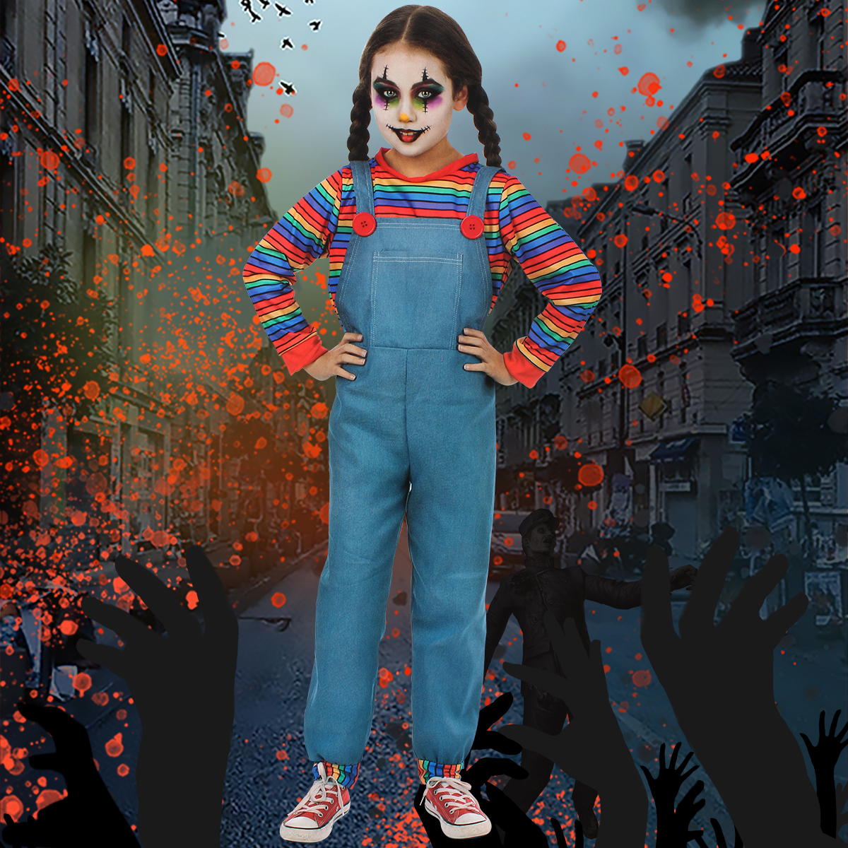 Girls 2-Pieces Sets Halloween Cosplay Vampire Clown Costume